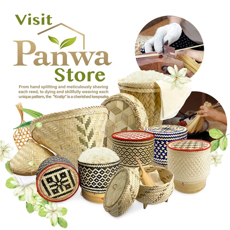 PANWA Traditional Sticky Rice Cooking Steamer Basket Wicker Lid Handcrafted Universal Fit for all Large    Wing and Round Baskets - Image 5